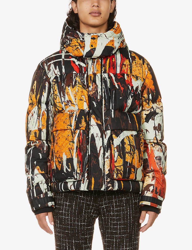 Splatter shell-down puffer jacket