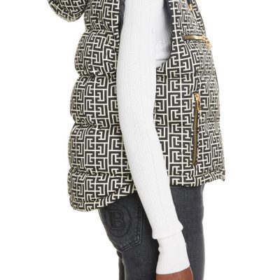 Logo Monogram Quilted Puffer Vest BALMAIN
