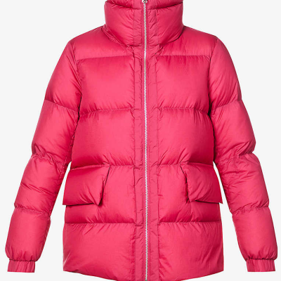 Quilted duck down-filled shell hooded puffer jacket