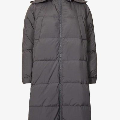 Quilted hooded shell-down puffer coat