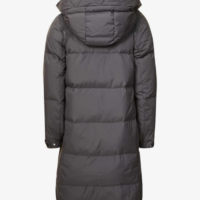 Quilted hooded shell-down puffer coat