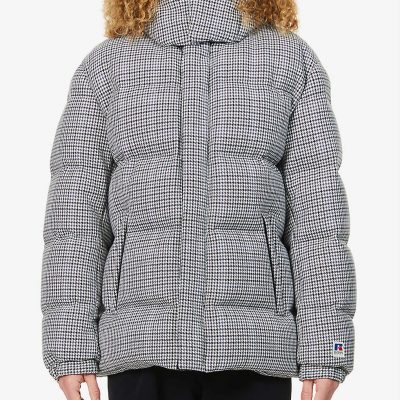 BOSS x Russell Athletic logo-print woven-down coat