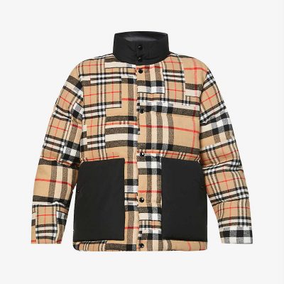 Kilham Funnel Neck Wool Blend Checkerd Puffer Jacket
