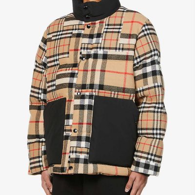 Kilham Funnel Neck Wool Blend Checkerd Puffer Jacket