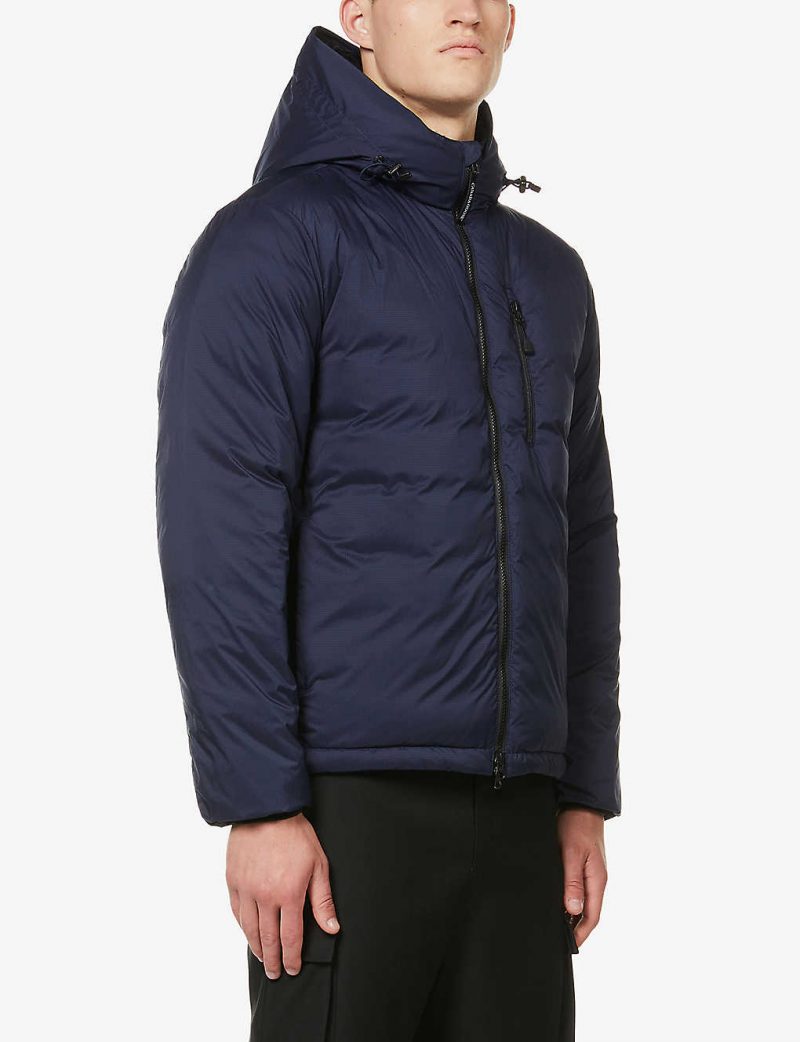 Lodge logo-patch shell-down hooded jacket