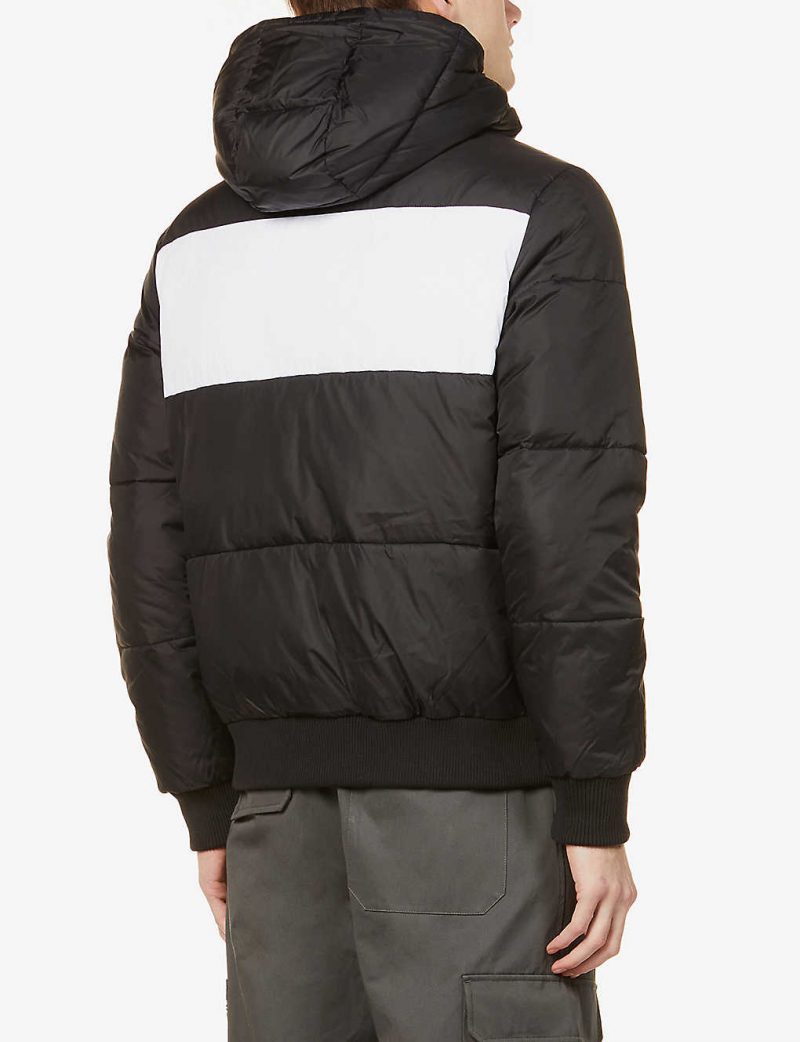 Colour-blocked branded shell puffer jacket