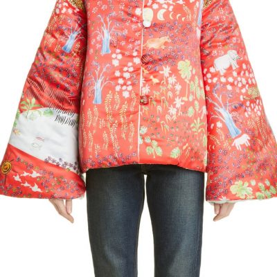 Galactic Fever Dream Print Short Puffer Jacket DAUPHINETTE