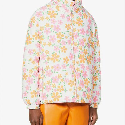 Floral-print reversible shell jacket