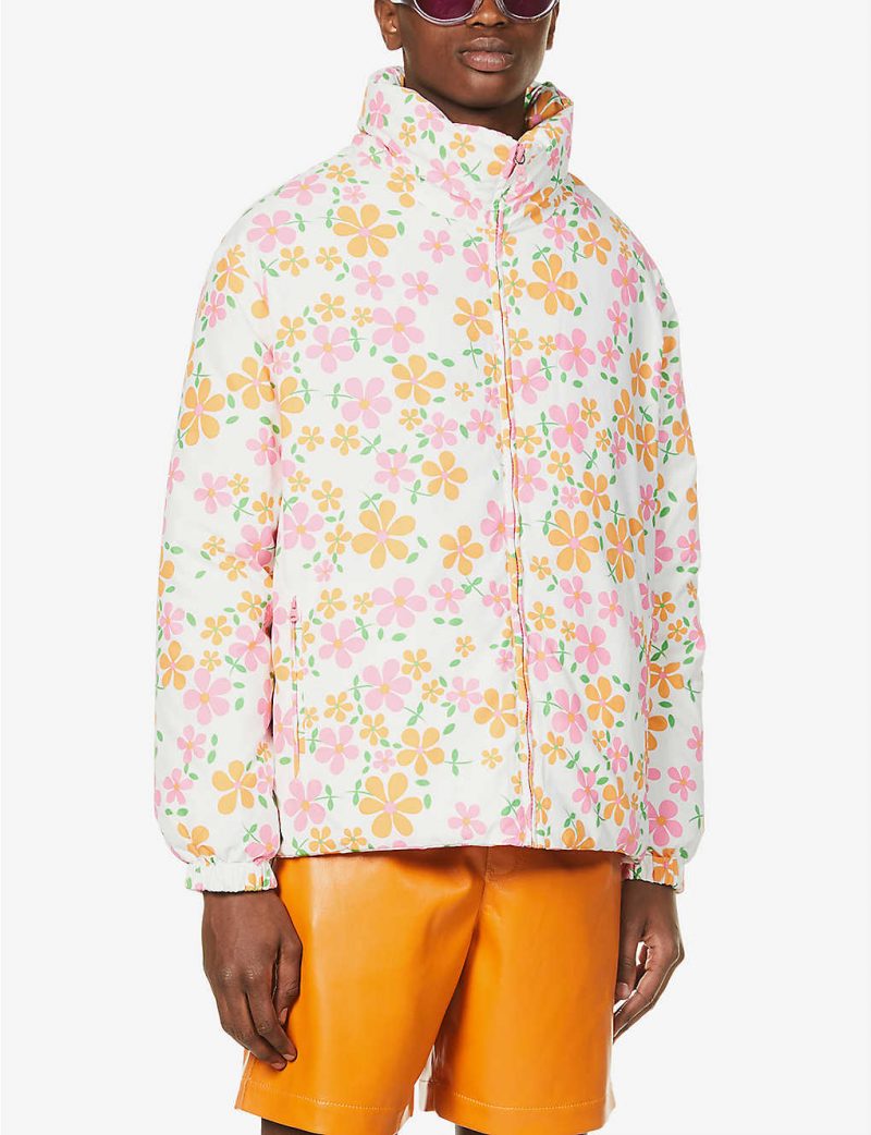 Floral-print reversible shell jacket