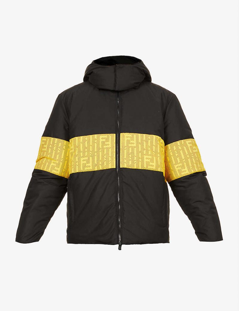 Rain logo-print shell-down hooded jacket