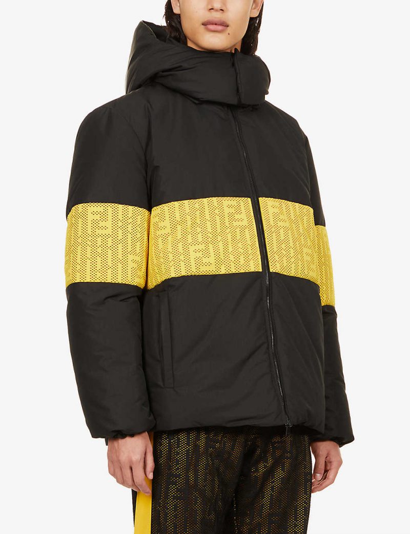 Rain logo-print shell-down hooded jacket