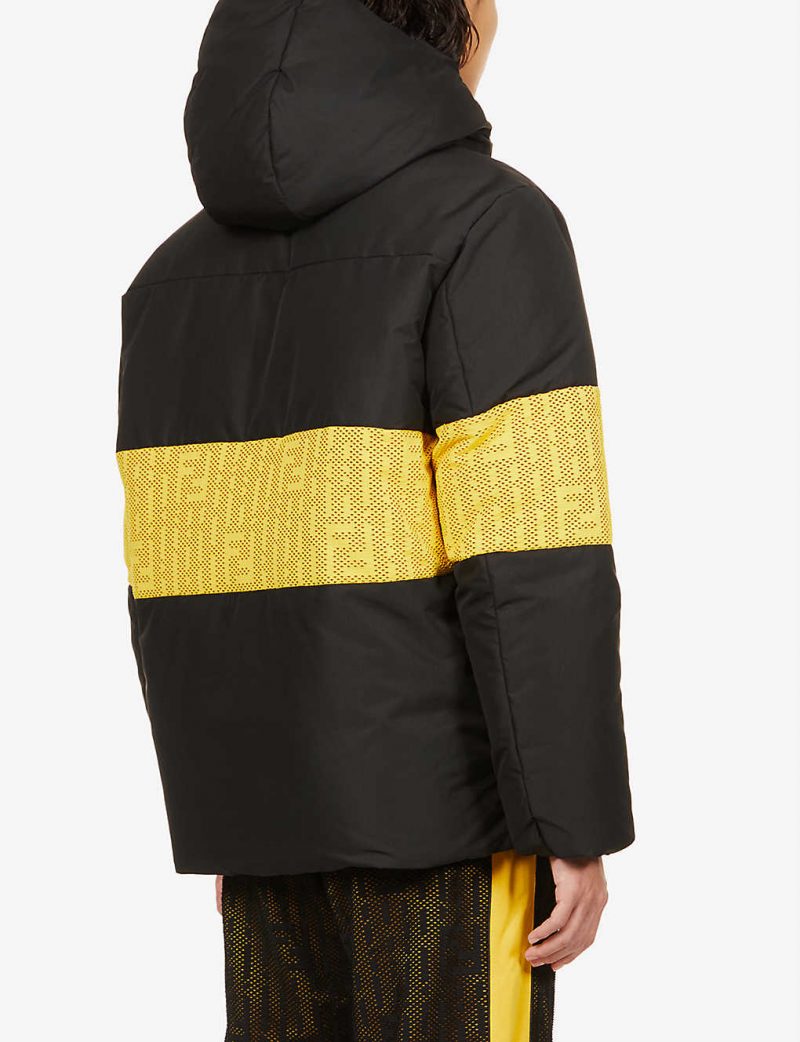 Rain logo-print shell-down hooded jacket
