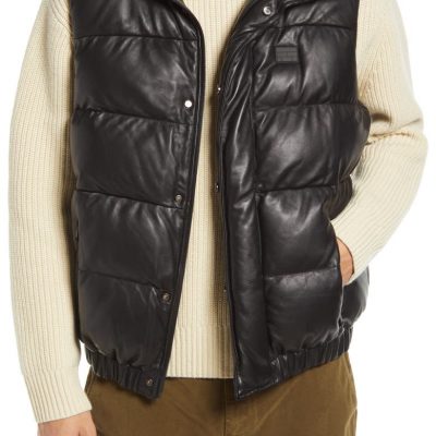Plaque Leather Puffer Vest FRAME
