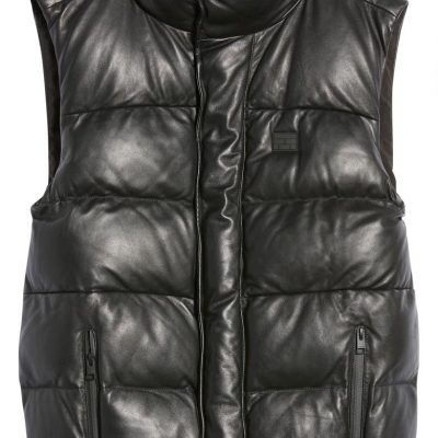 Plaque Leather Puffer Vest FRAME