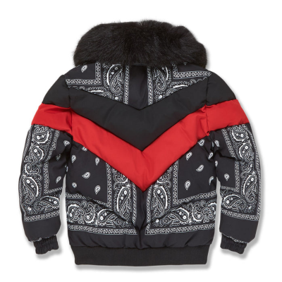 Paisley Bandana Print Puffer Bomber Jacket