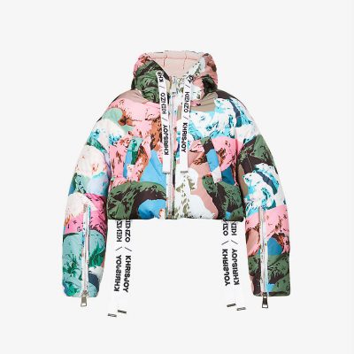 KHRISJOY x KENZO cropped graphic-print shell-down jacket