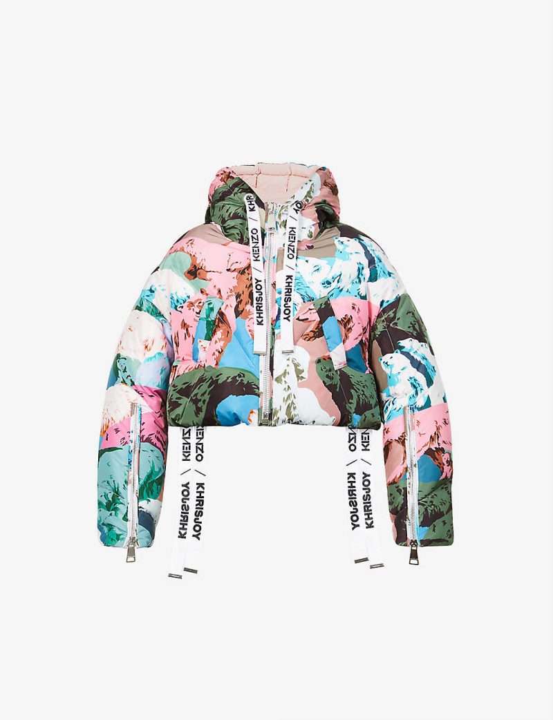 KHRISJOY x KENZO cropped graphic-print shell-down jacket