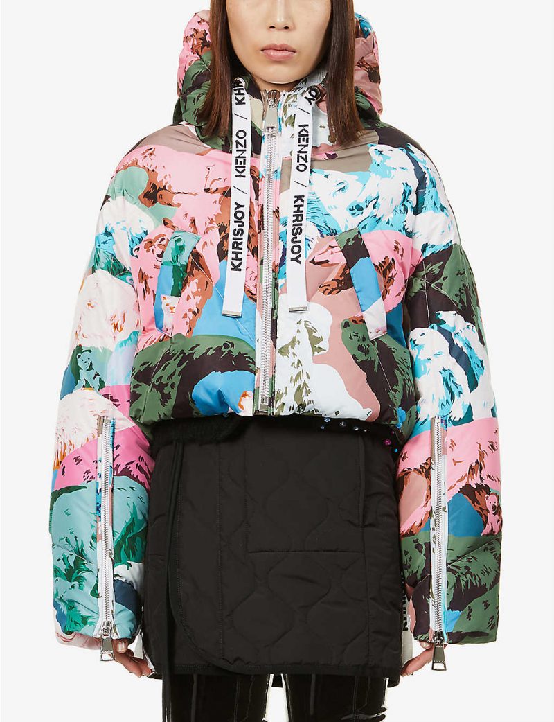 KHRISJOY x KENZO cropped graphic-print shell-down jacket