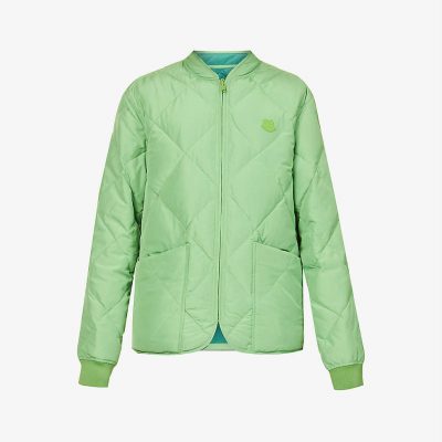 Reversible logo-patch shell-down jacket