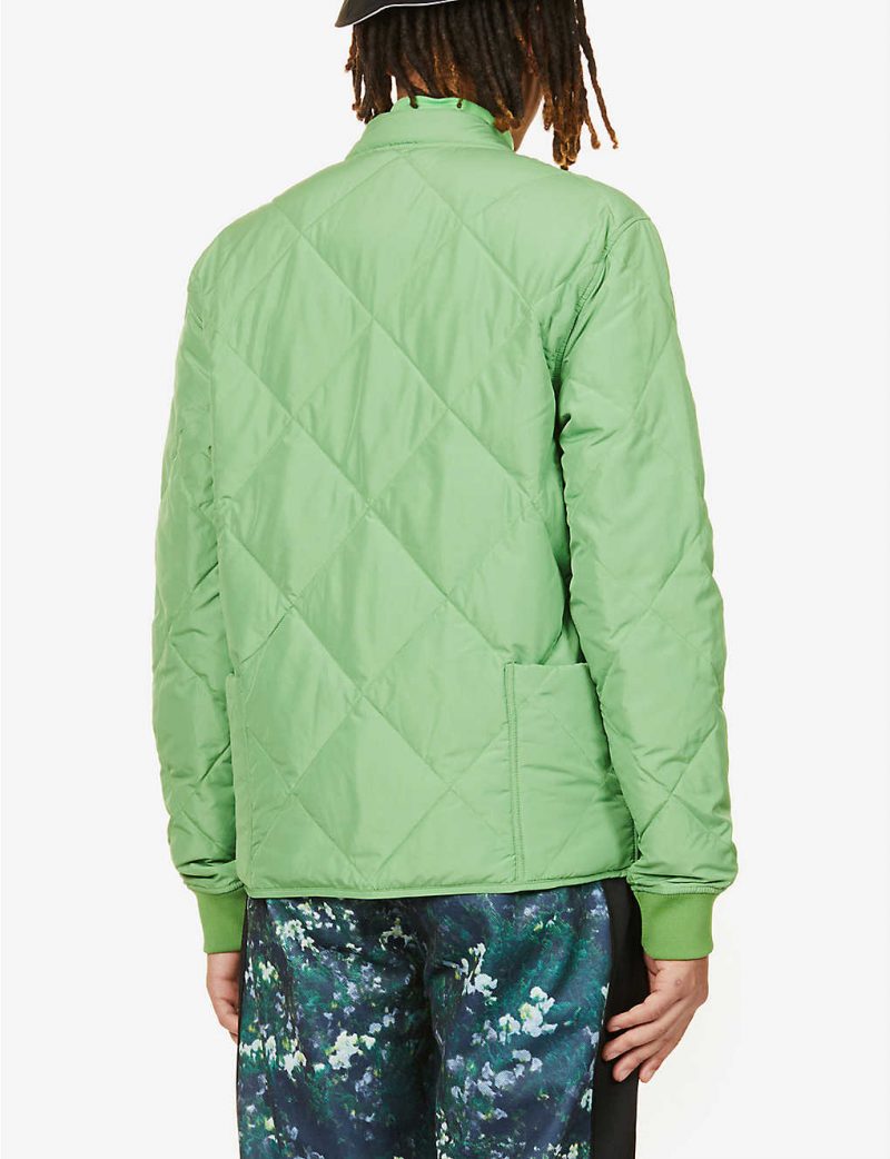 Reversible logo-patch shell-down jacket