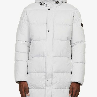 Padded quilted shell hooded jacket