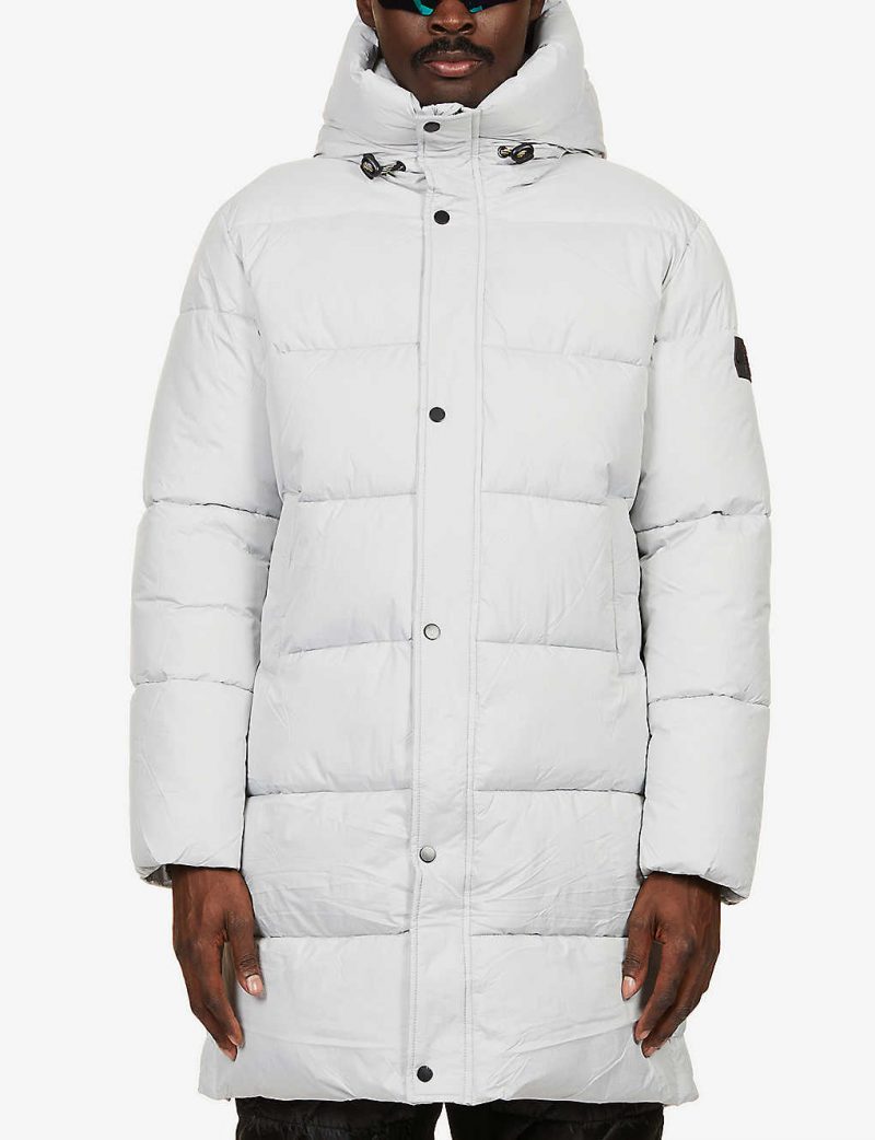 Padded quilted shell hooded jacket