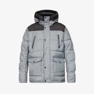 Quilted padded shell hooded puffer jacket