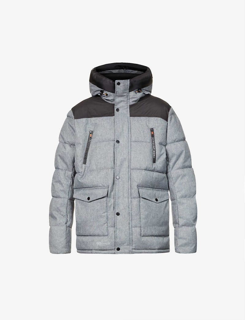 Quilted padded shell hooded puffer jacket
