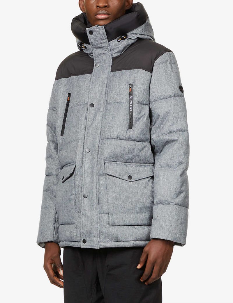 Quilted padded shell hooded puffer jacket