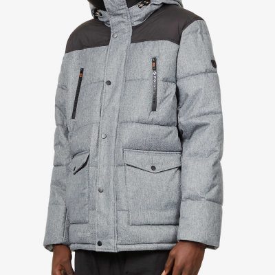 Quilted padded shell hooded puffer jacket