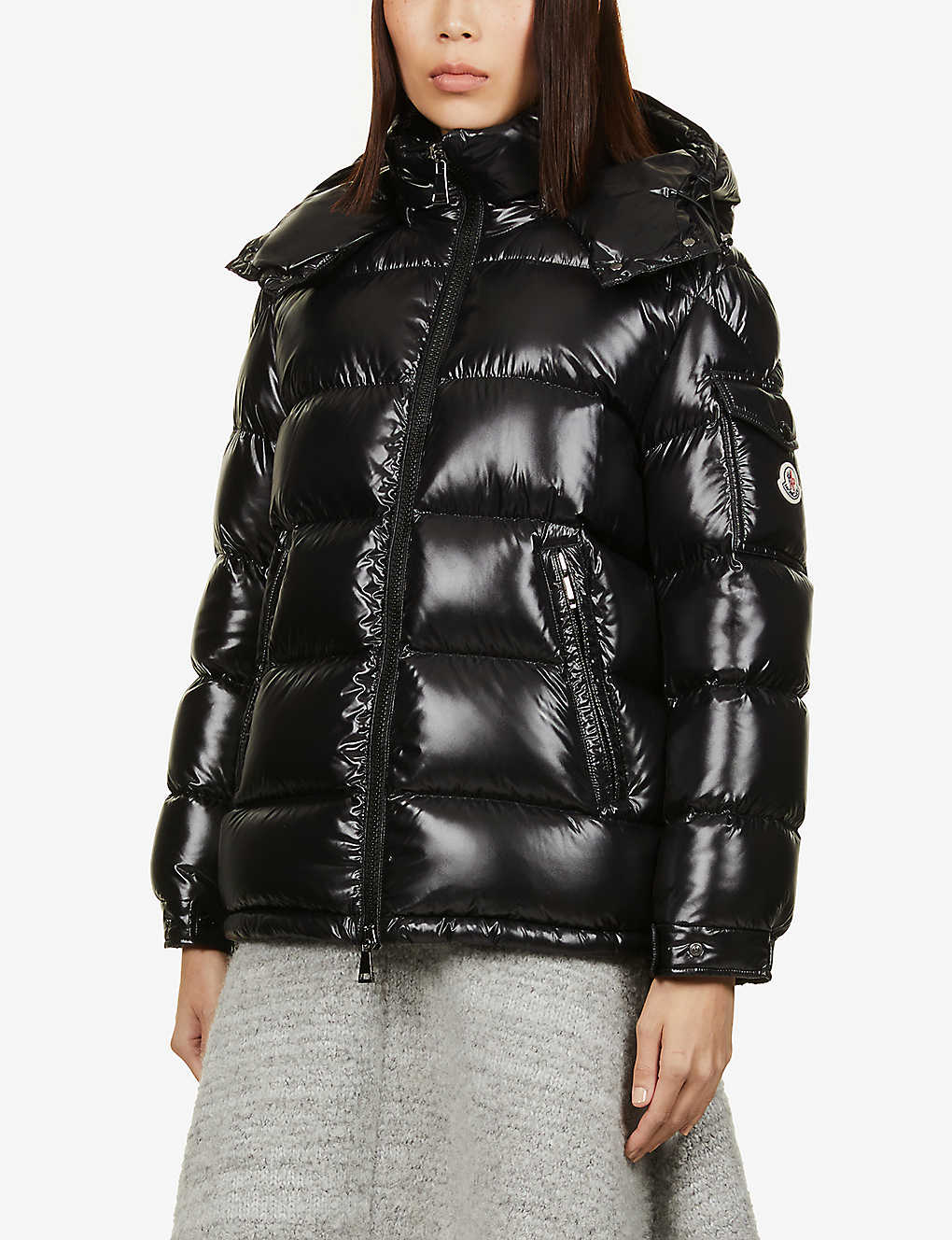 Fustet Patent Shell Black Jacket | The Puffer jackets