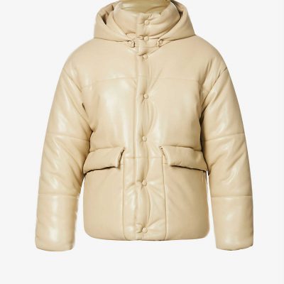 Quilted padded shell hooded puffer jacket