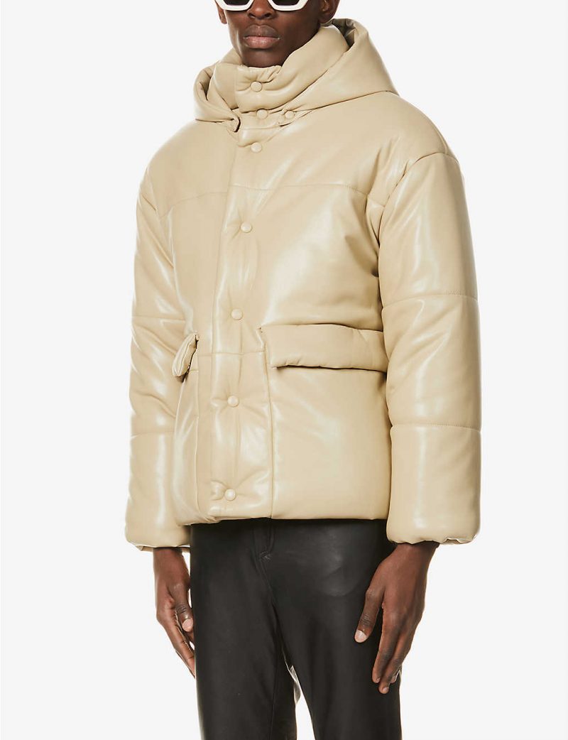 Quilted padded shell hooded puffer jacket
