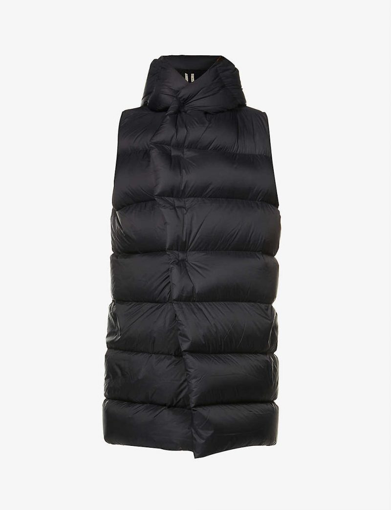 Padded sleeveless shell-down jacket