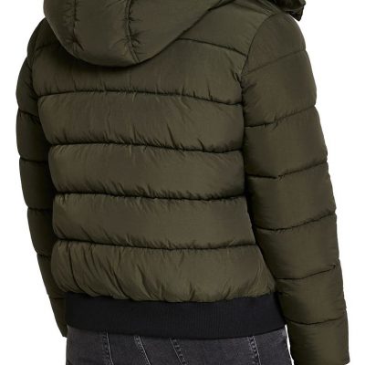 Hooded Puffer Jacket with Faux Fur Trim