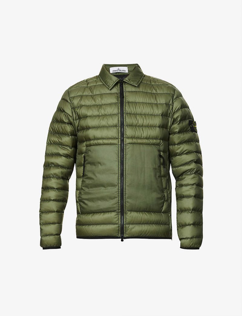 Padded logo-patch shell-down jacket