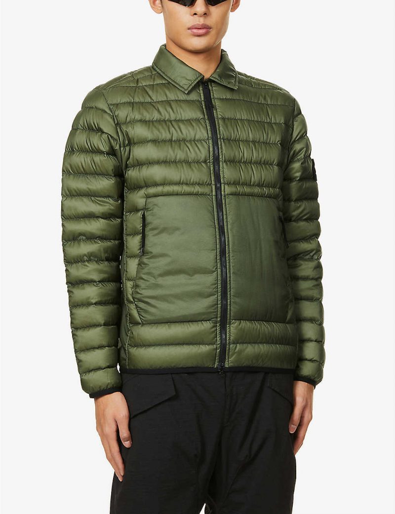 Padded logo-patch shell-down jacket