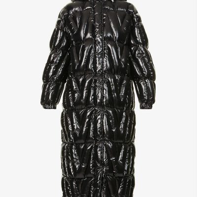Logo-quilted padded shell coat
