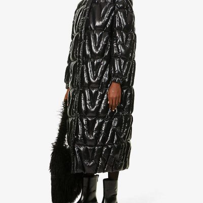 Logo-quilted padded shell coat