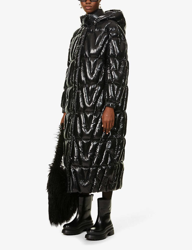 Logo-quilted padded shell coat