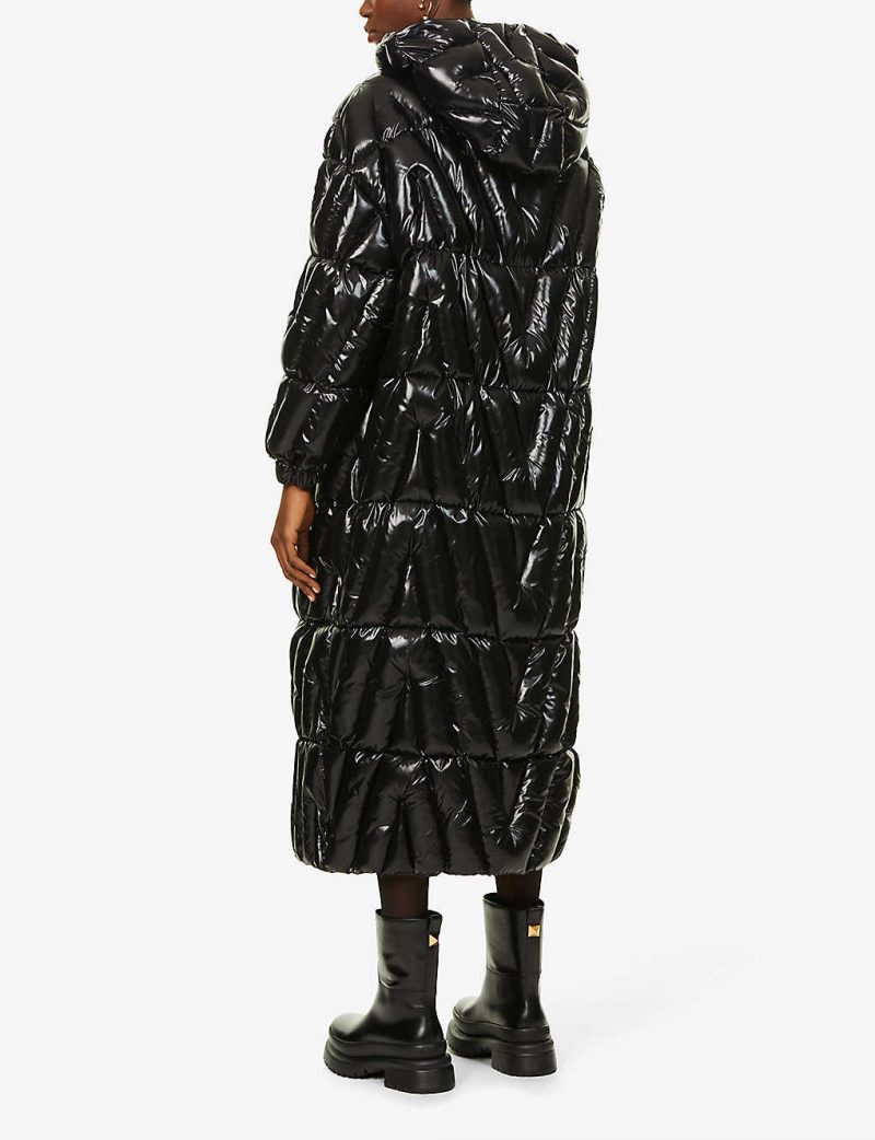 Logo-quilted padded shell coat