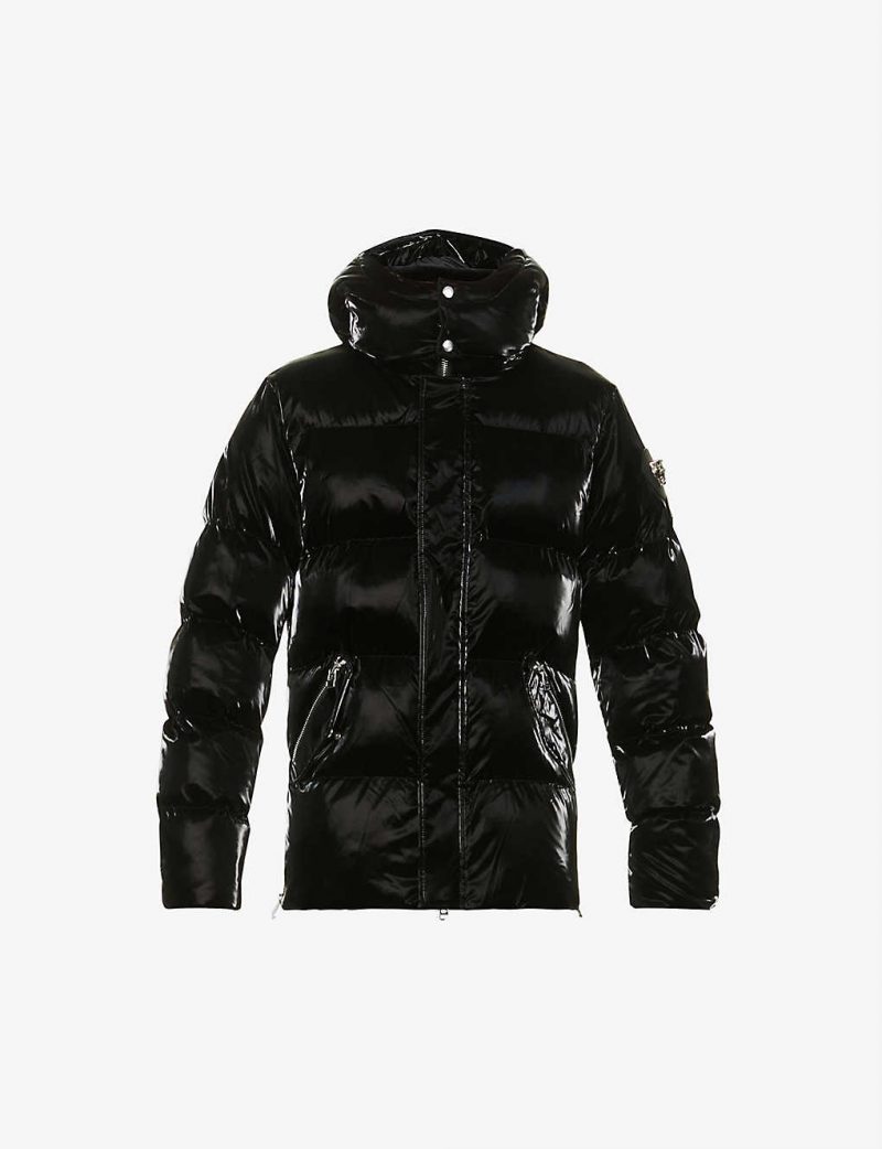 Bumnester 3/4 padded shell hooded puffer jacket