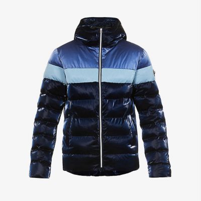 Sparrow brand-patch shell hooded puffer jacket