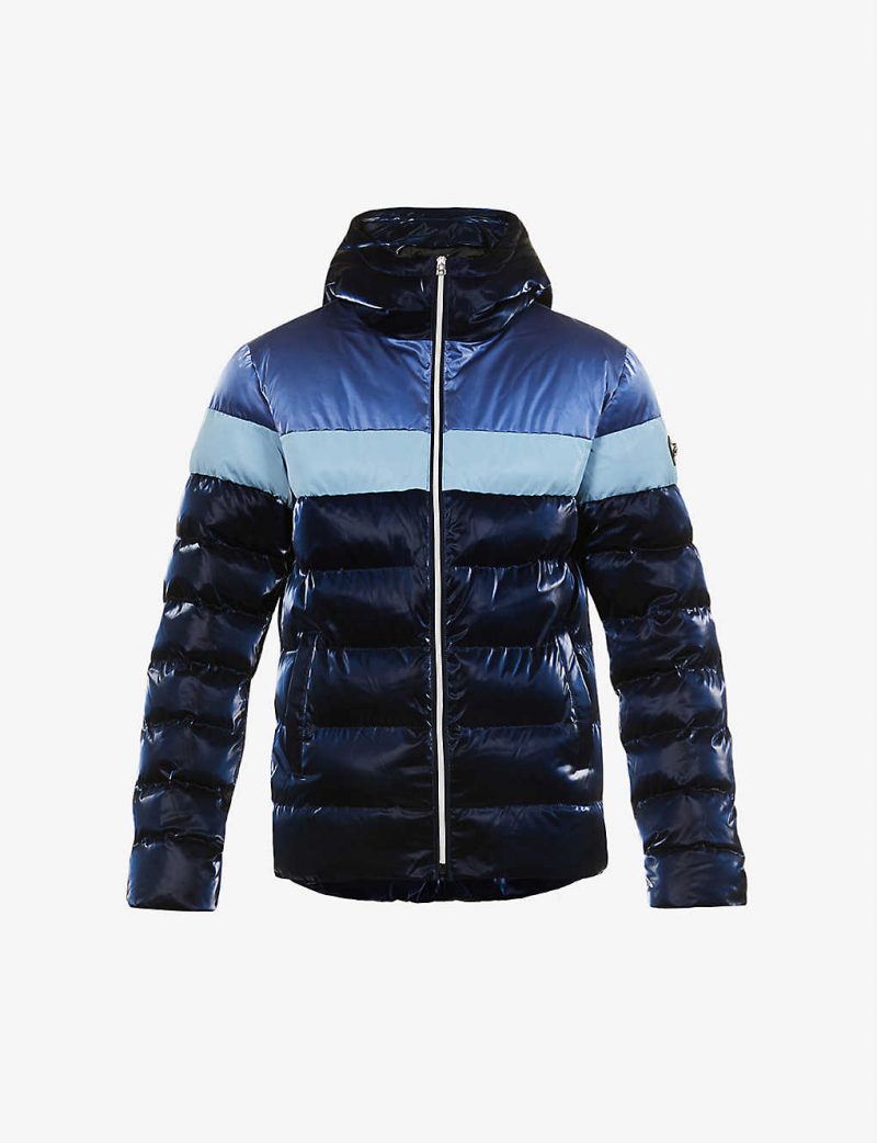 Sparrow brand-patch shell hooded puffer jacket