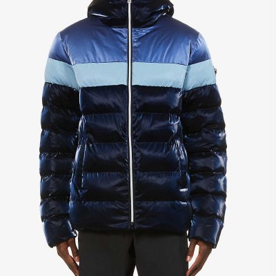 Sparrow brand-patch shell hooded puffer jacket