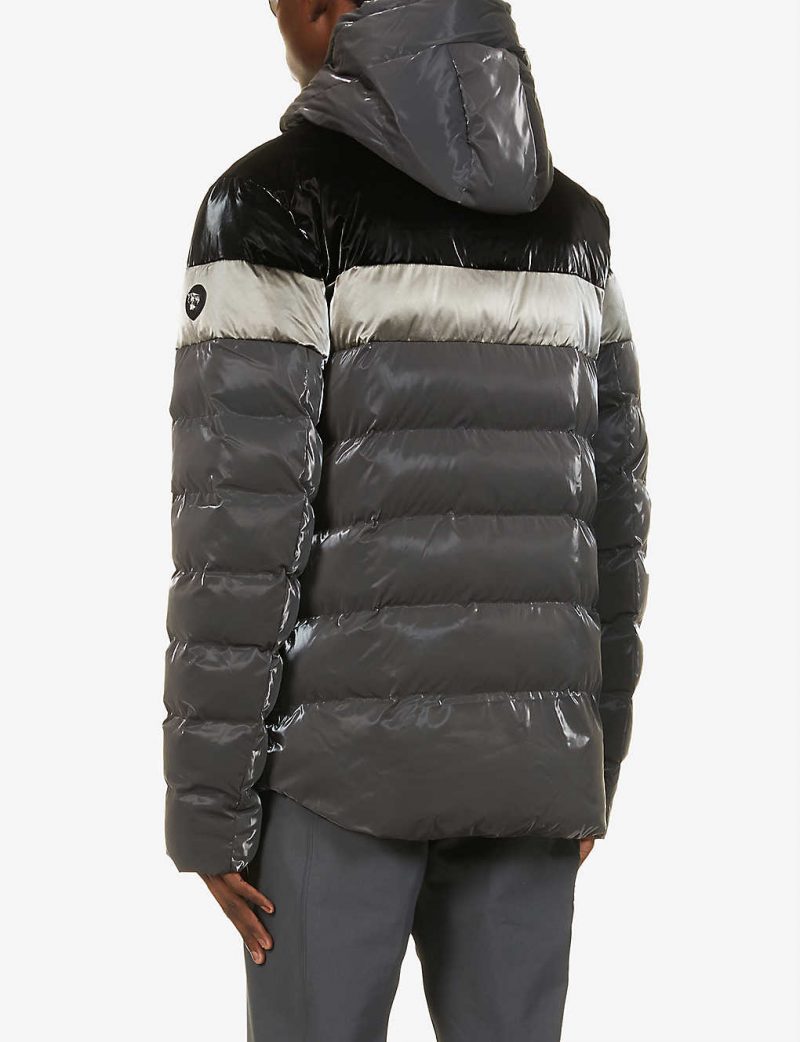 Sparrow brand-patch shell hooded puffer jacket