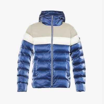 Sparrow brand-patch shell hooded puffer jacket