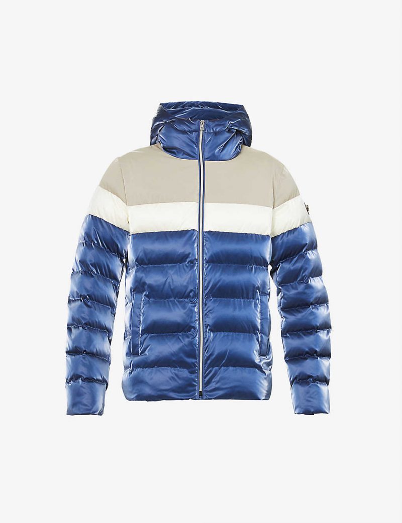 Sparrow brand-patch shell hooded puffer jacket