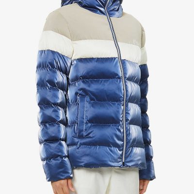 Sparrow brand-patch shell hooded puffer jacket