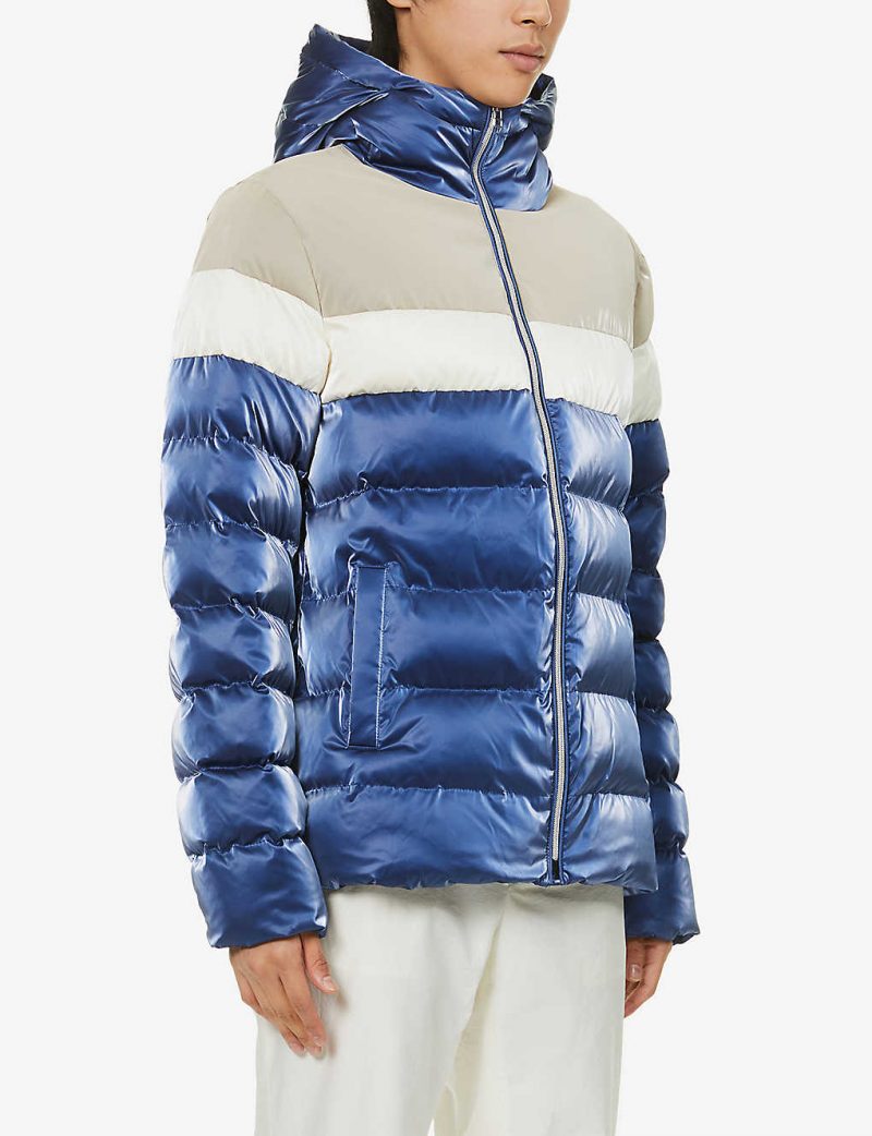 Sparrow brand-patch shell hooded puffer jacket